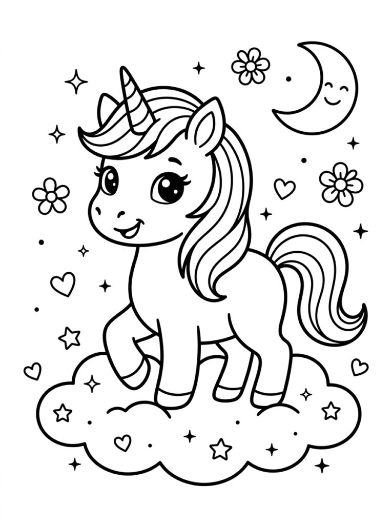 Unicorn Baby Kleurplaten (Gratis PDF Printables) 11 - gratis kleurplaat om te printen