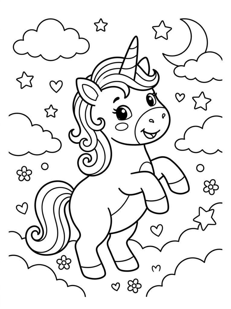 Unicorn Baby Kleurplaten (Gratis PDF Printables) 13 - gratis kleurplaat om te printen