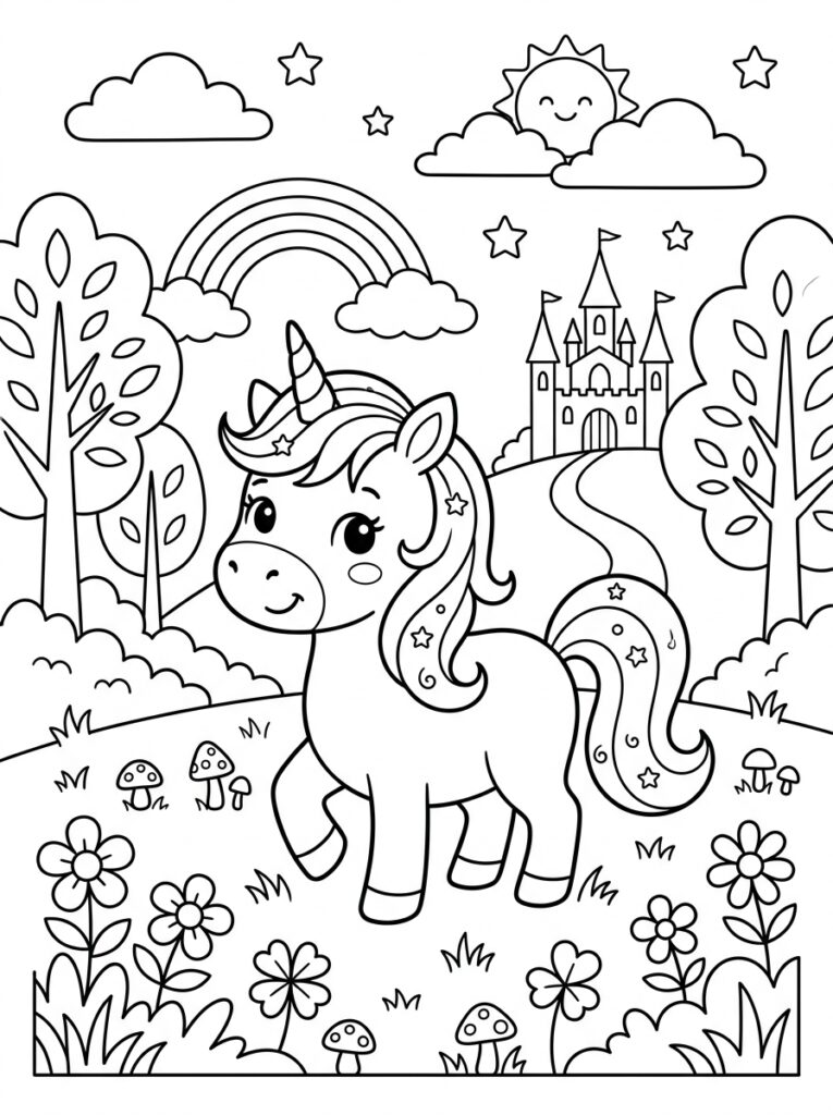 Unicorn Baby Kleurplaten (Gratis PDF Printables) 16 - gratis kleurplaat om te printen