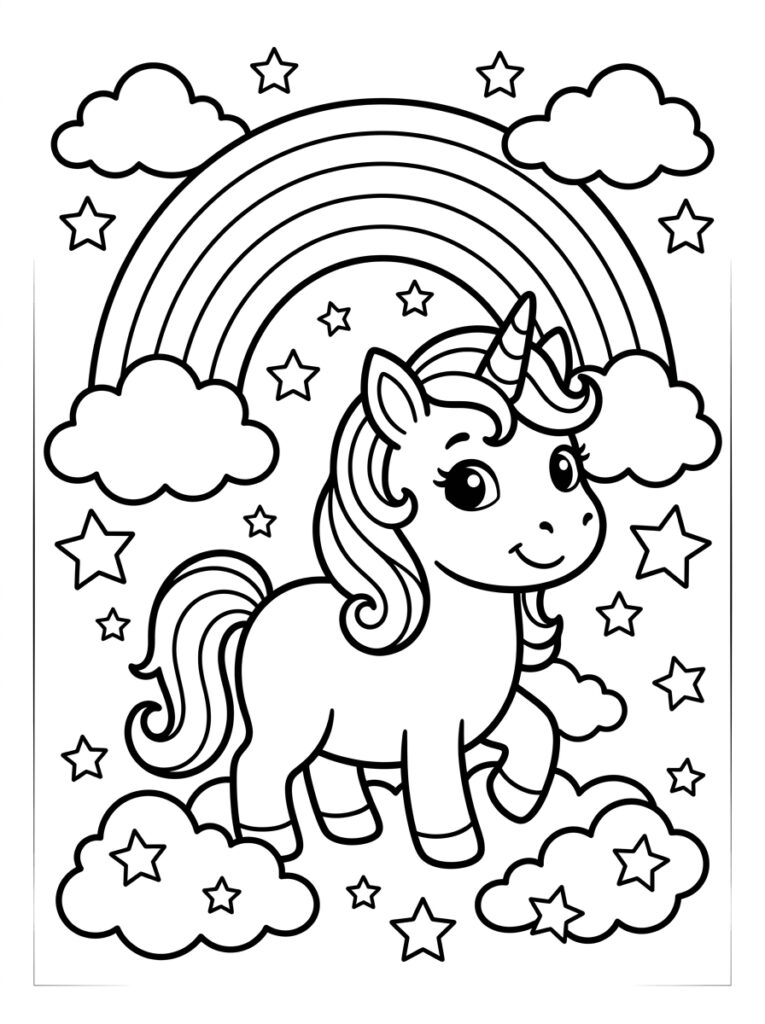 Unicorn Baby Kleurplaten (Gratis PDF Printables) 17 - gratis kleurplaat om te printen