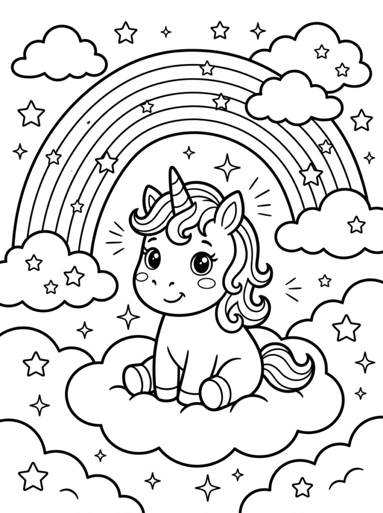 Unicorn Baby Kleurplaten (Gratis PDF Printables) 19 - gratis kleurplaat om te printen