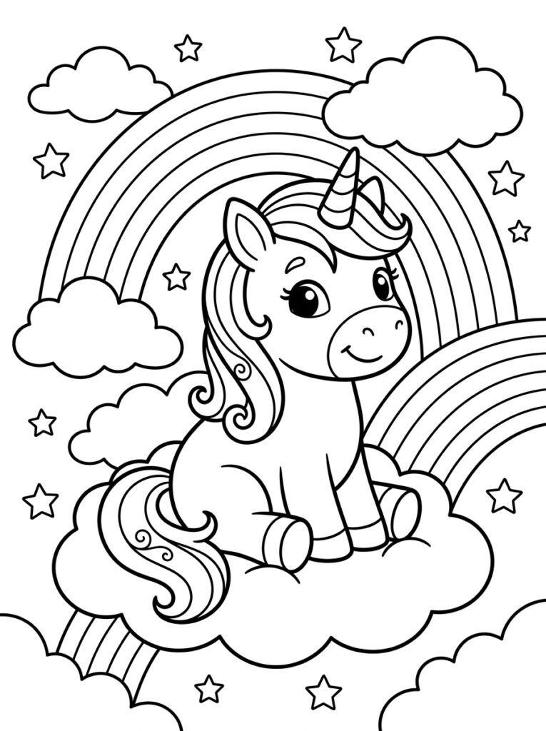 Unicorn Baby Kleurplaten (Gratis PDF Printables) 20 - gratis kleurplaat om te printen