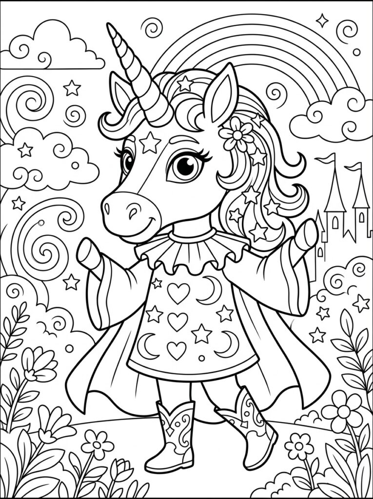 Unicorn Masker Kleurplaten (Gratis PDF Printables) 01 - gratis kleurplaat om te printen
