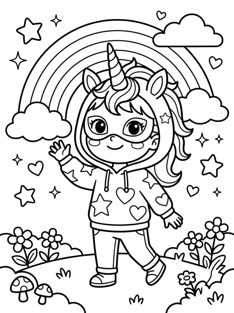 Unicorn Masker Kleurplaten (Gratis PDF Printables) 05 - gratis kleurplaat om te printen