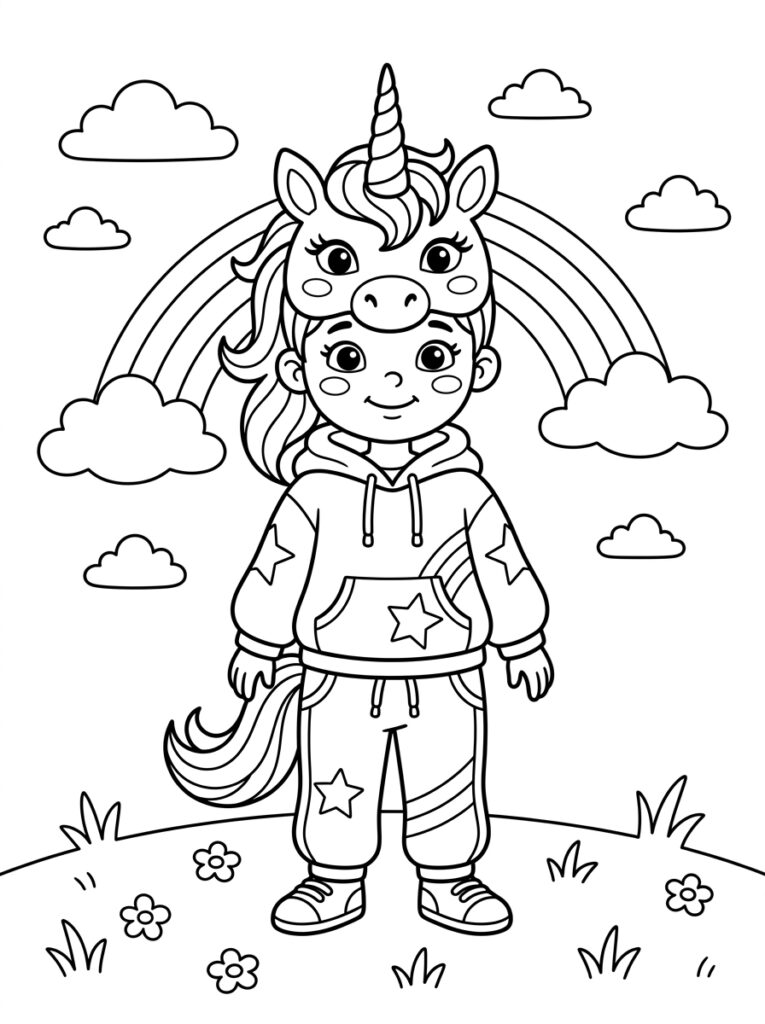 Unicorn Masker Kleurplaten (Gratis PDF Printables) 07 - gratis kleurplaat om te printen
