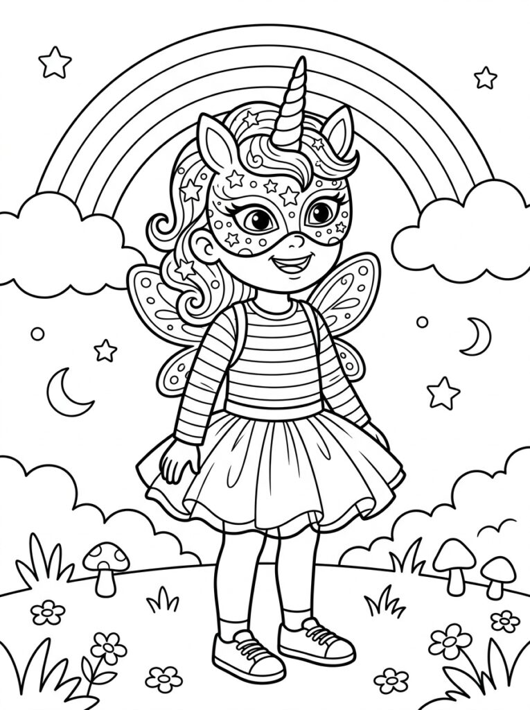 Unicorn Masker Kleurplaten (Gratis PDF Printables) 12 - gratis kleurplaat om te printen