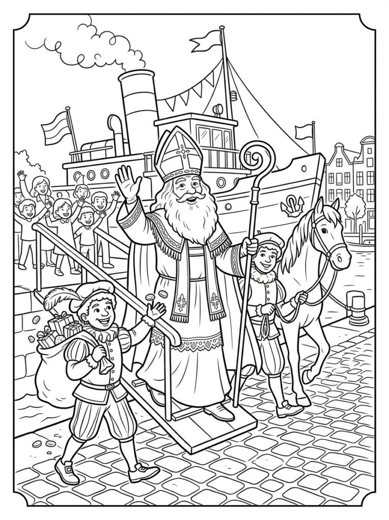 Welkom Sinterklaas Kleurplaten (Gratis PDF Printables) 01 - gratis kleurplaat om te printen