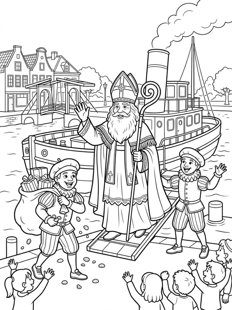 Welkom Sinterklaas Kleurplaten (Gratis PDF Printables) 02 - gratis kleurplaat om te printen