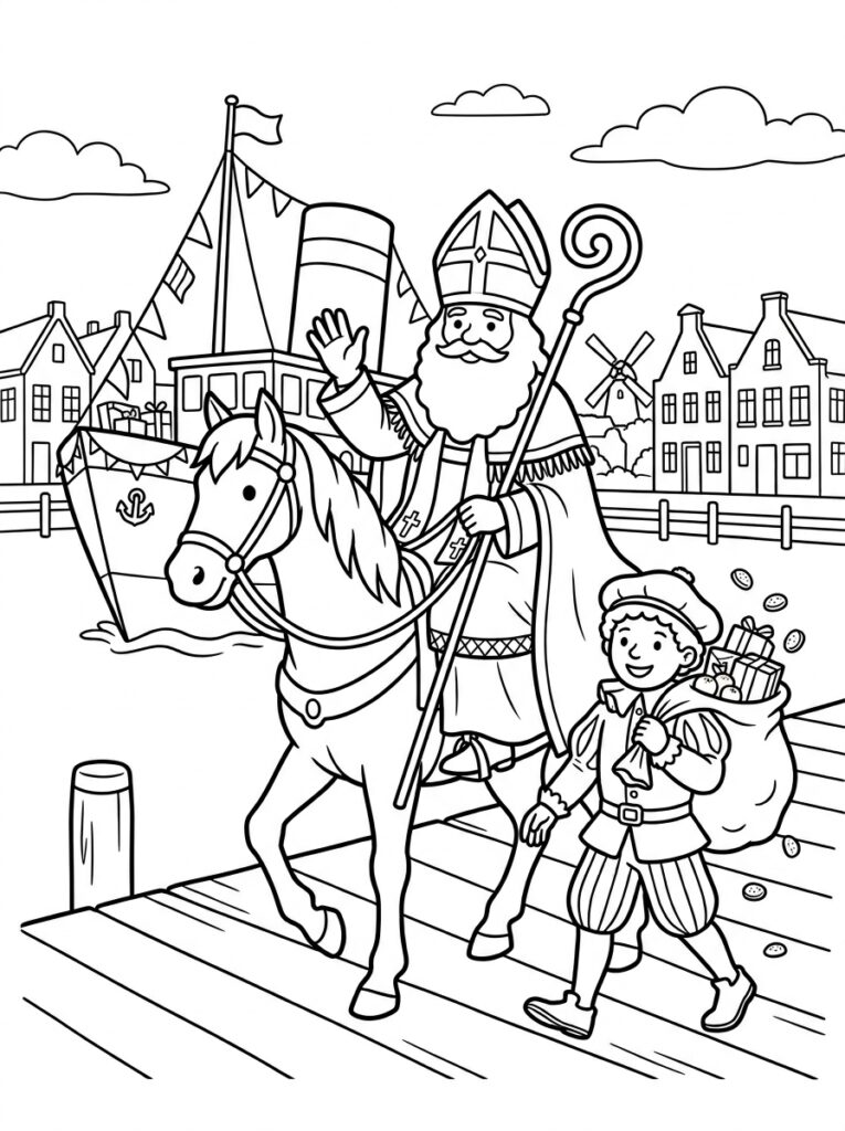 Welkom Sinterklaas Kleurplaten (Gratis PDF Printables) 05 - gratis kleurplaat om te printen