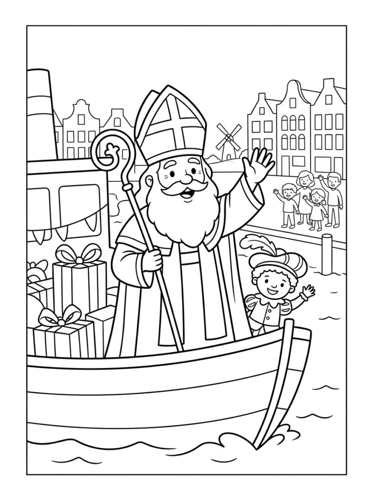 Welkom Sinterklaas Kleurplaten (Gratis PDF Printables) 06 - gratis kleurplaat om te printen