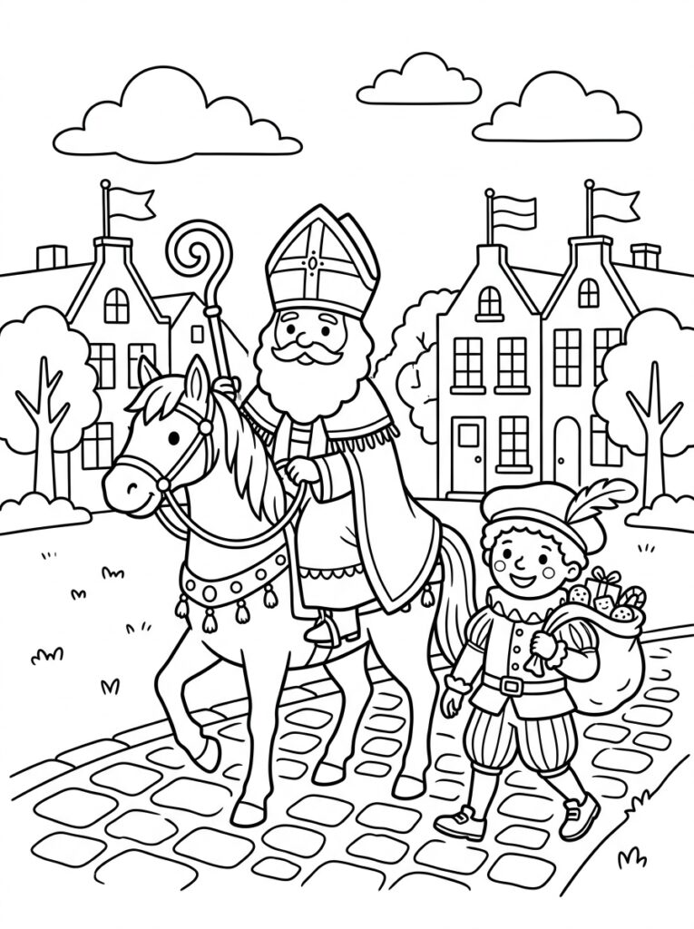 Welkom Sinterklaas Kleurplaten (Gratis PDF Printables) 07 - gratis kleurplaat om te printen