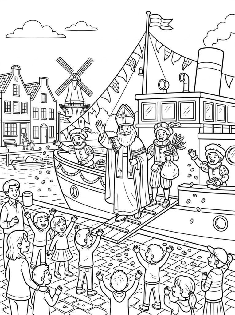 Welkom Sinterklaas Kleurplaten (Gratis PDF Printables) 09 - gratis kleurplaat om te printen