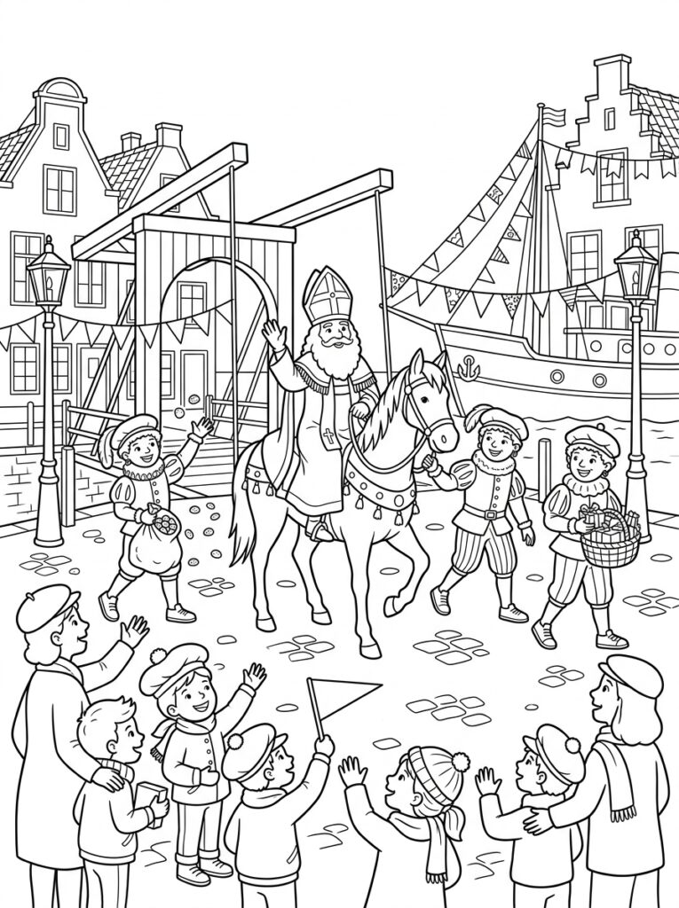 Welkom Sinterklaas Kleurplaten (Gratis PDF Printables) 12 - gratis kleurplaat om te printen