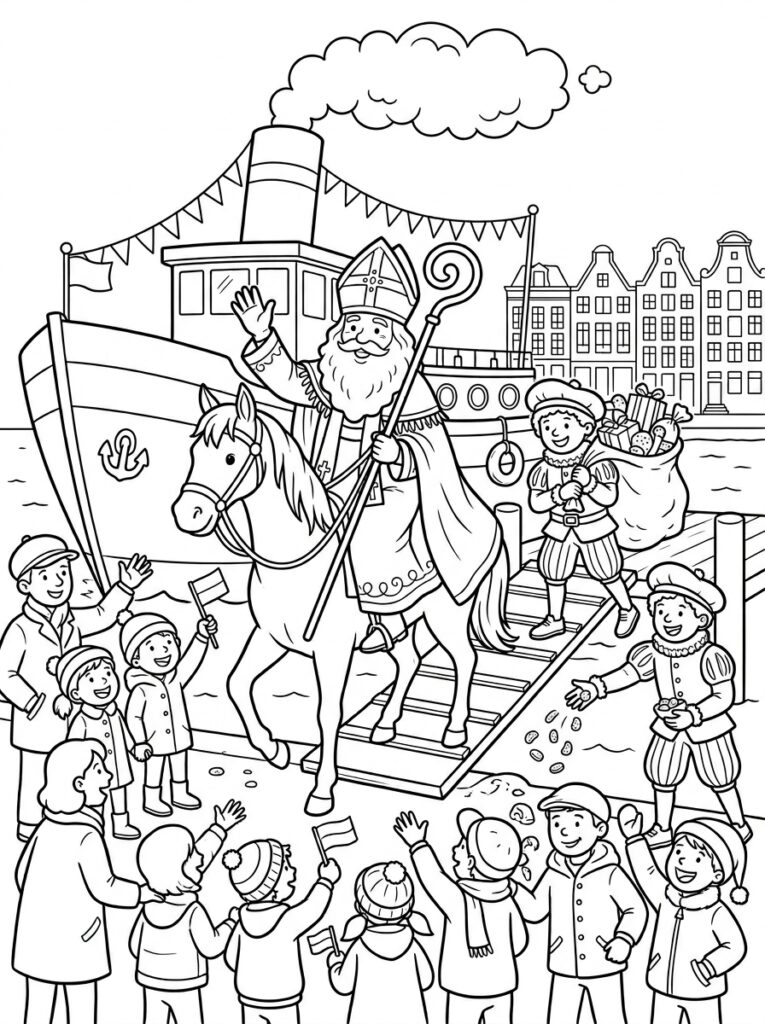 Welkom Sinterklaas Kleurplaten (Gratis PDF Printables) 13 - gratis kleurplaat om te printen