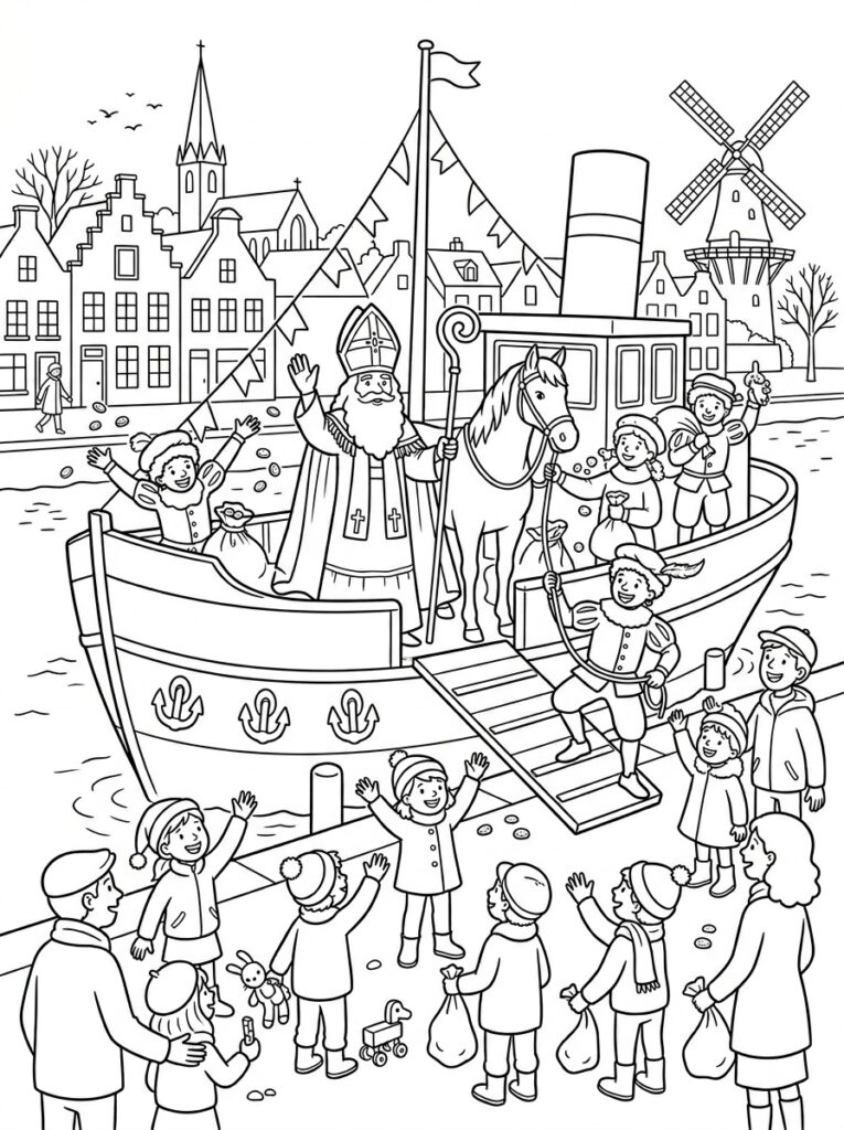 Welkom Sinterklaas Kleurplaten (Gratis PDF Printables) 14 - gratis kleurplaat om te printen