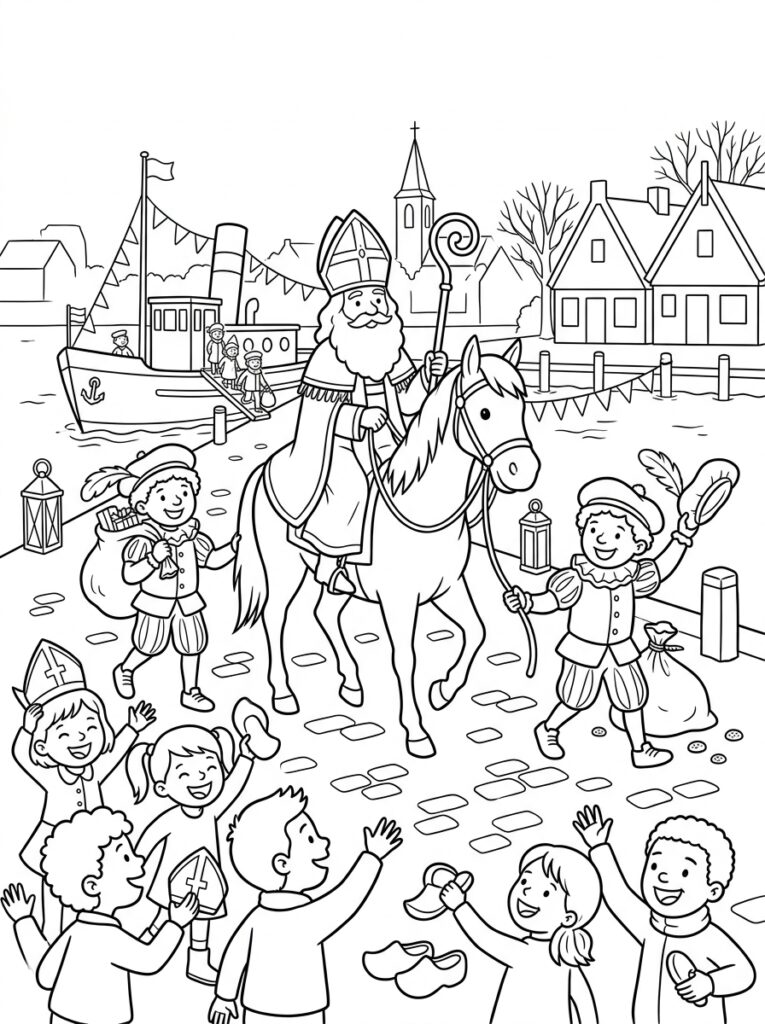 Welkom Sinterklaas Kleurplaten (Gratis PDF Printables) 15 - gratis kleurplaat om te printen
