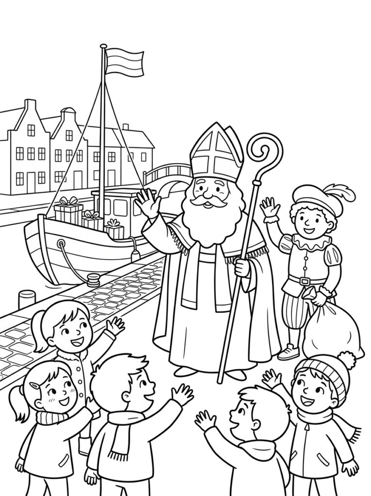 Welkom Sinterklaas Kleurplaten (Gratis PDF Printables) 16 - gratis kleurplaat om te printen