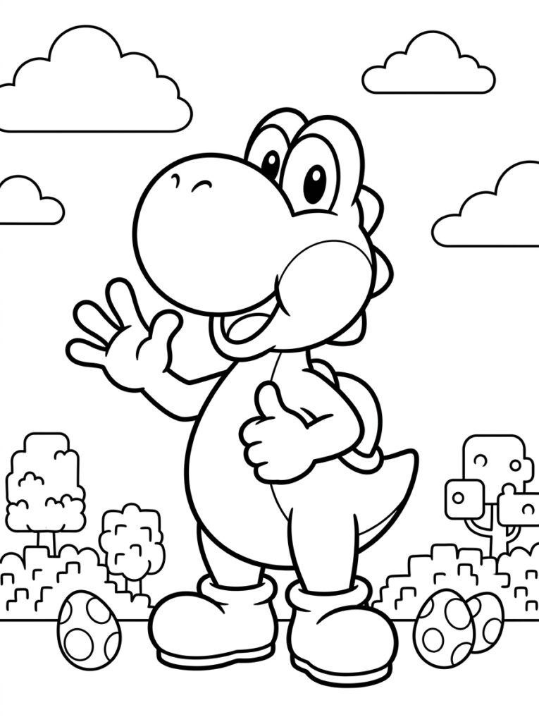 Yoshi Kleurplaten (Gratis PDF Printables) 02 - gratis kleurplaat om te printen