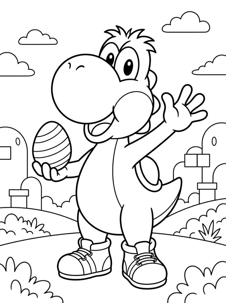 Yoshi Kleurplaten (Gratis PDF Printables) 03 - gratis kleurplaat om te printen