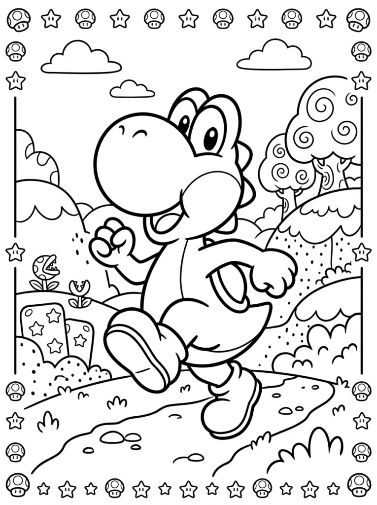 Yoshi Kleurplaten (Gratis PDF Printables) 04 - gratis kleurplaat om te printen