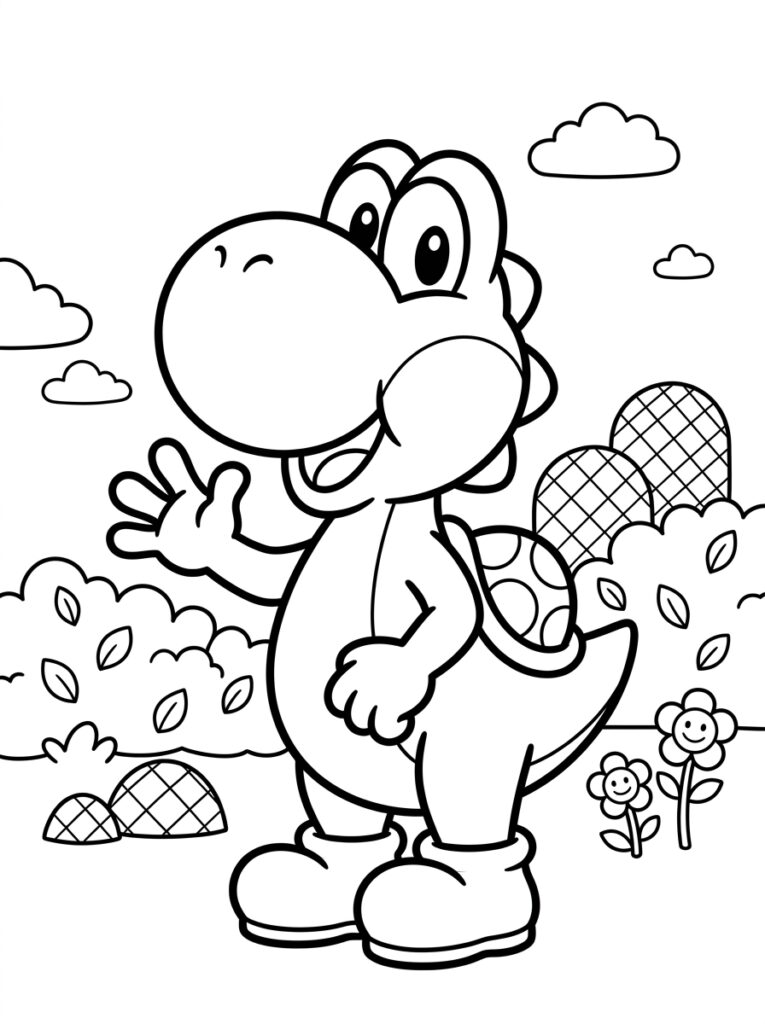 Yoshi Kleurplaten (Gratis PDF Printables) 06 - gratis kleurplaat om te printen