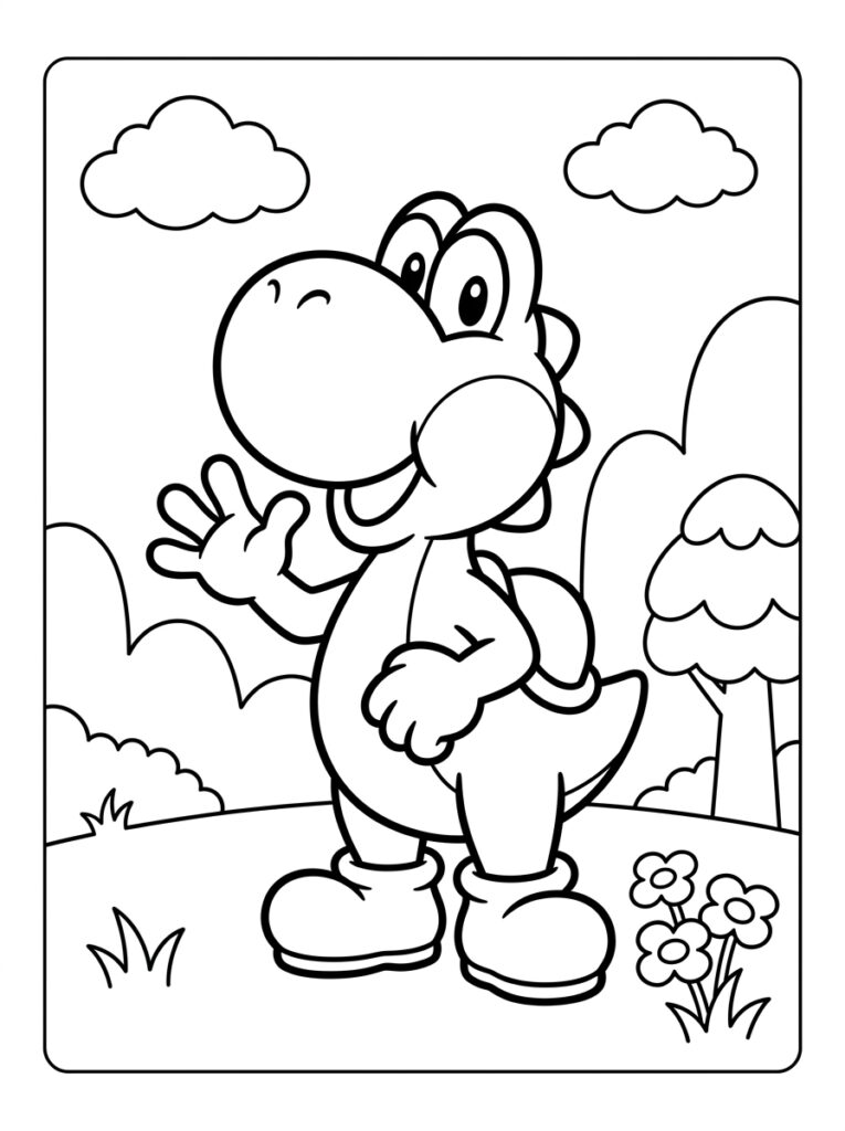 Yoshi Kleurplaten (Gratis PDF Printables) 07 - gratis kleurplaat om te printen