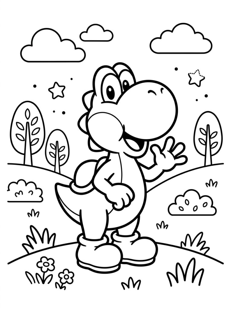 Yoshi Kleurplaten (Gratis PDF Printables) 08 - gratis kleurplaat om te printen