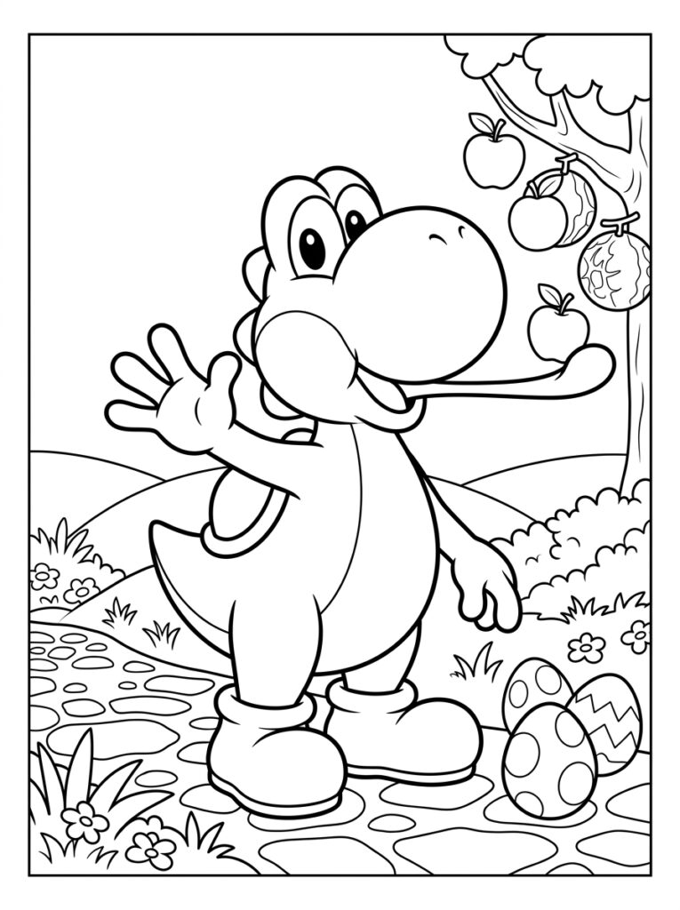 Yoshi Kleurplaten (Gratis PDF Printables) 10 - gratis kleurplaat om te printen