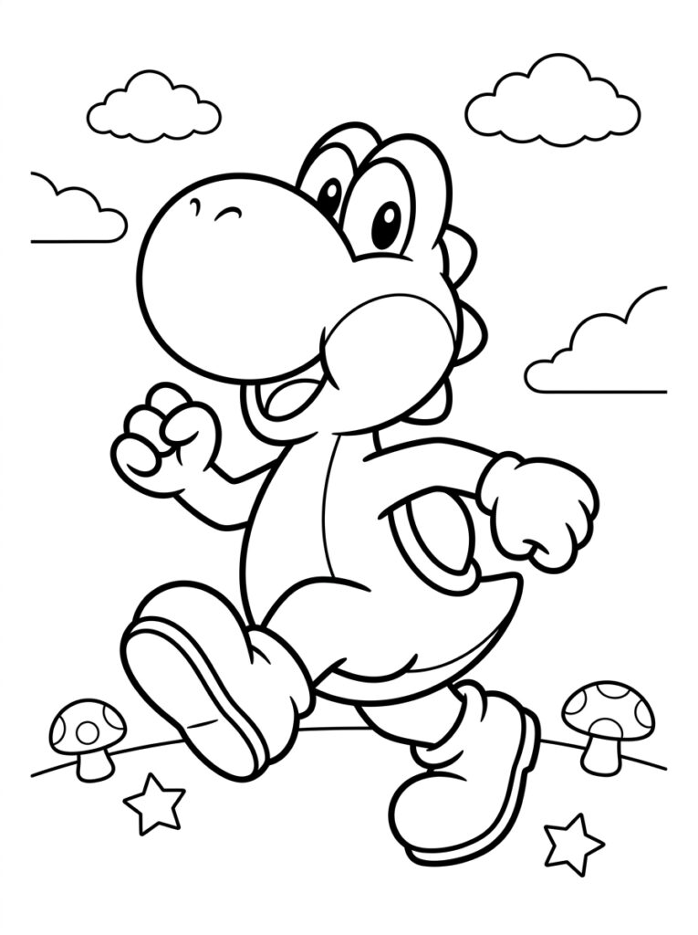 Yoshi Kleurplaten (Gratis PDF Printables) 12 - gratis kleurplaat om te printen