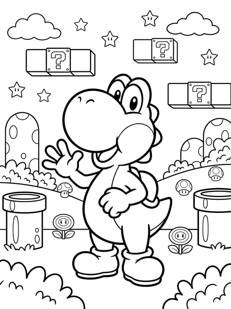 Yoshi Kleurplaten (Gratis PDF Printables) 13 - gratis kleurplaat om te printen