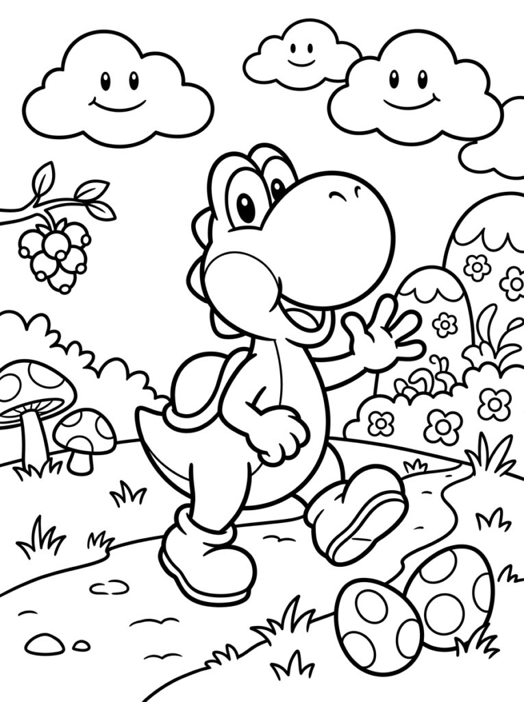 Yoshi Kleurplaten (Gratis PDF Printables) 14 - gratis kleurplaat om te printen