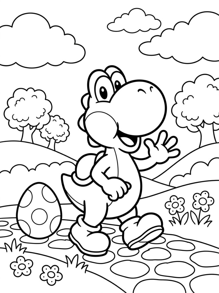 Yoshi Kleurplaten (Gratis PDF Printables) 15 - gratis kleurplaat om te printen
