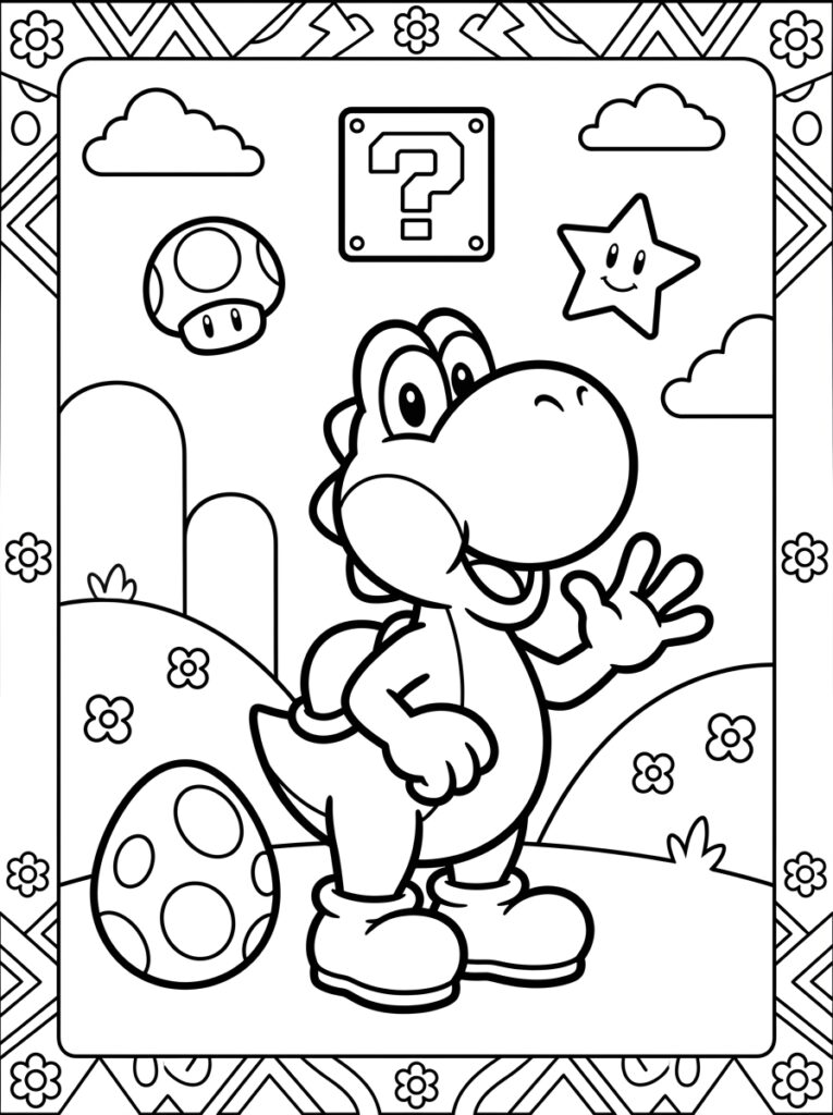 Yoshi Kleurplaten (Gratis PDF Printables) 17 - gratis kleurplaat om te printen