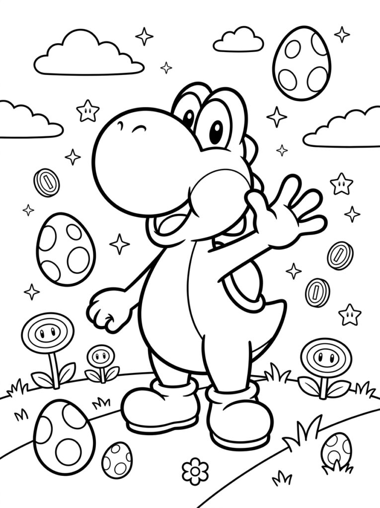 Yoshi Kleurplaten (Gratis PDF Printables) 19 - gratis kleurplaat om te printen