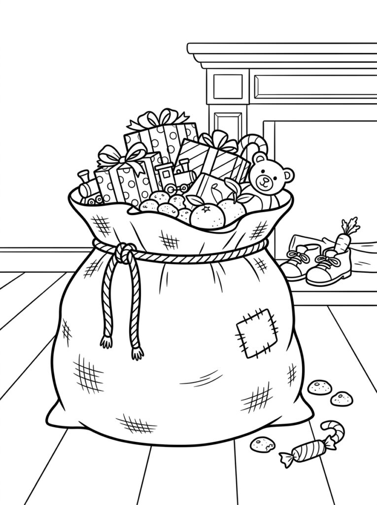 Zak Van Sinterklaas Kleurplaten (Gratis PDF Printables) 03 - gratis kleurplaat om te printen