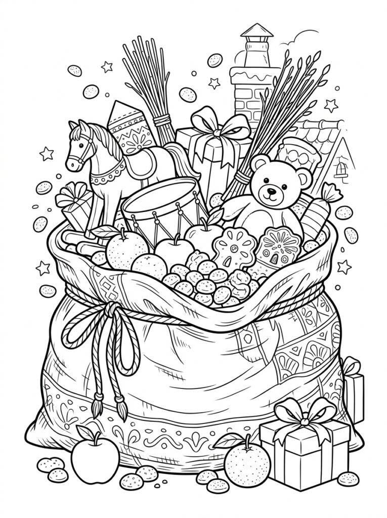 Zak Van Sinterklaas Kleurplaten (Gratis PDF Printables) 04 - gratis kleurplaat om te printen