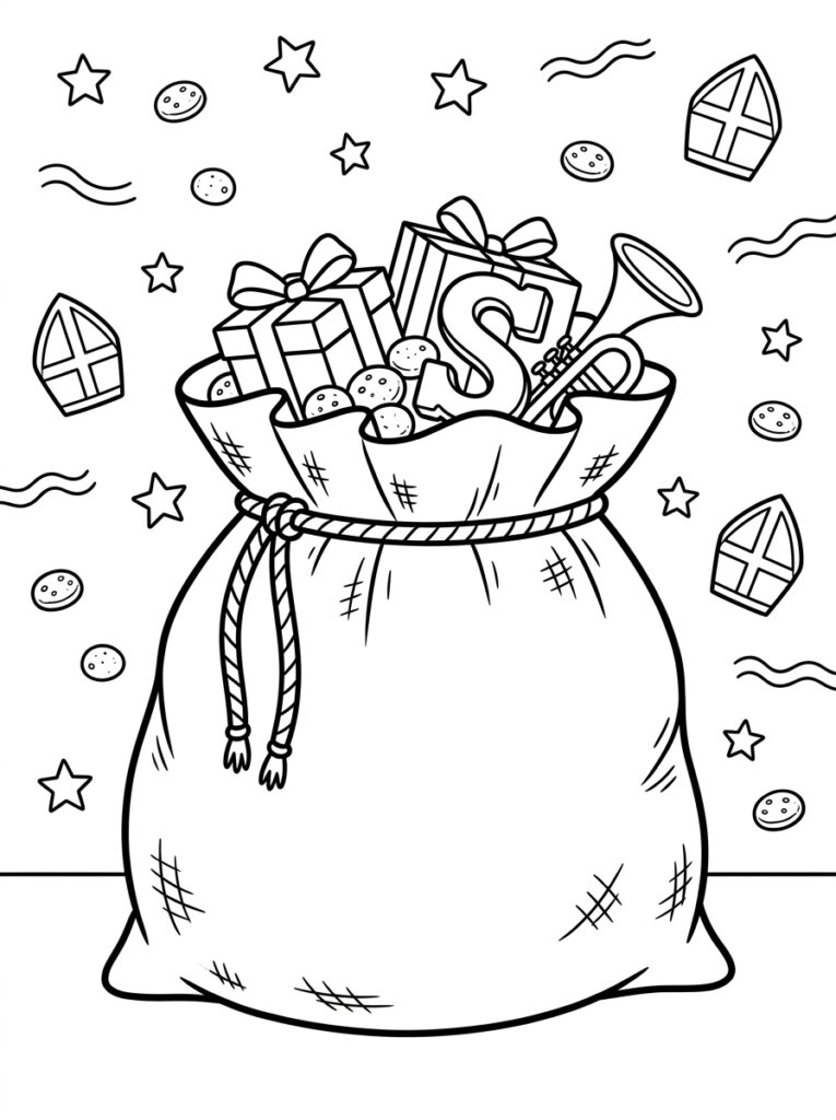 Zak Van Sinterklaas Kleurplaten (Gratis PDF Printables) 05 - gratis kleurplaat om te printen