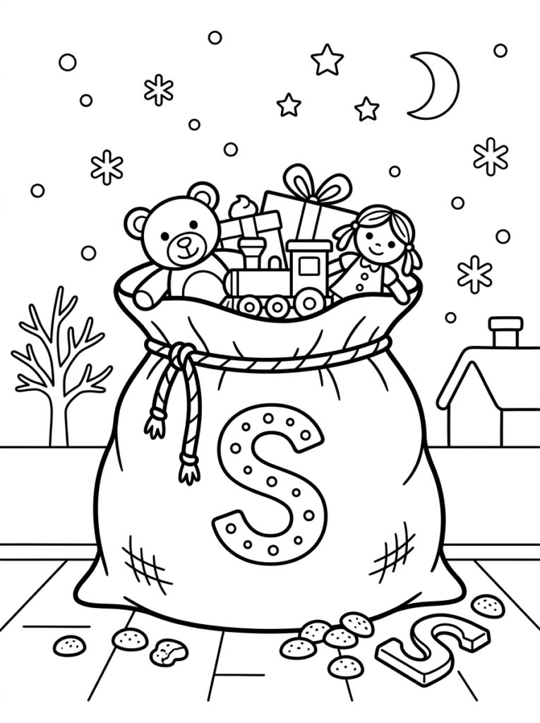 Zak Van Sinterklaas Kleurplaten (Gratis PDF Printables) 07 - gratis kleurplaat om te printen