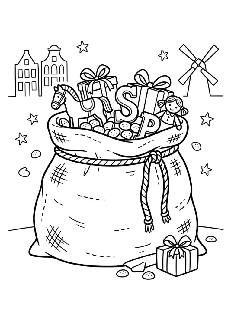Zak Van Sinterklaas Kleurplaten (Gratis PDF Printables) 08 - gratis kleurplaat om te printen