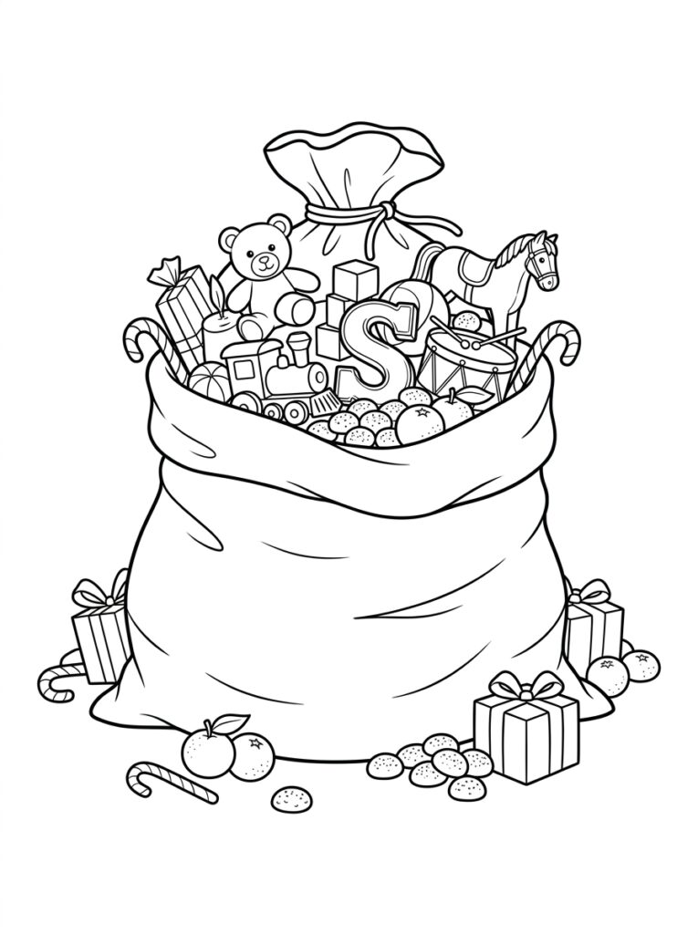 Zak Van Sinterklaas Kleurplaten (Gratis PDF Printables) 10 - gratis kleurplaat om te printen
