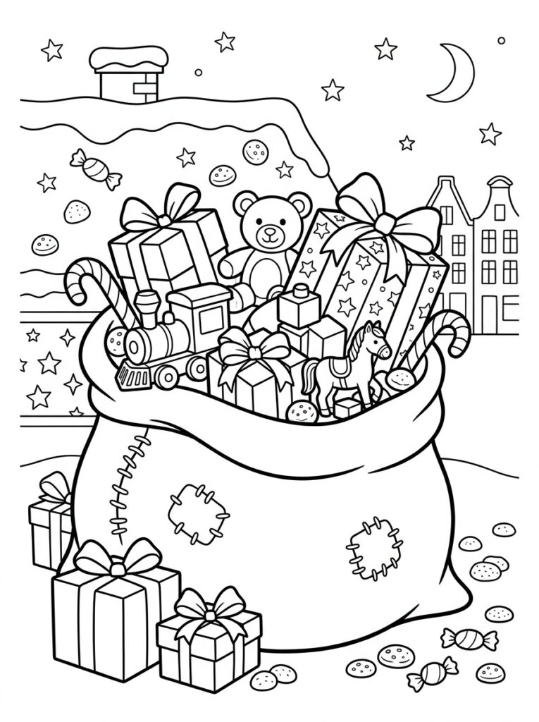 Zak Van Sinterklaas Kleurplaten (Gratis PDF Printables) 13 - gratis kleurplaat om te printen