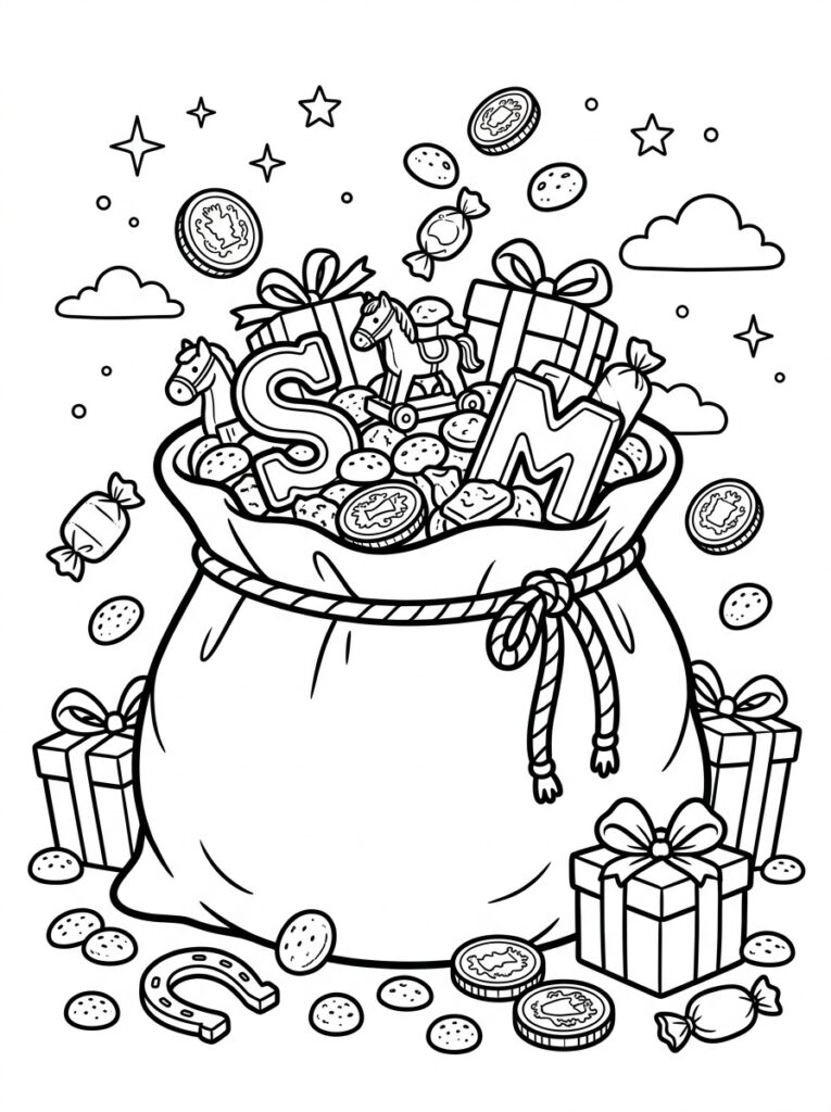 Zak Van Sinterklaas Kleurplaten (Gratis PDF Printables) 14 - gratis kleurplaat om te printen