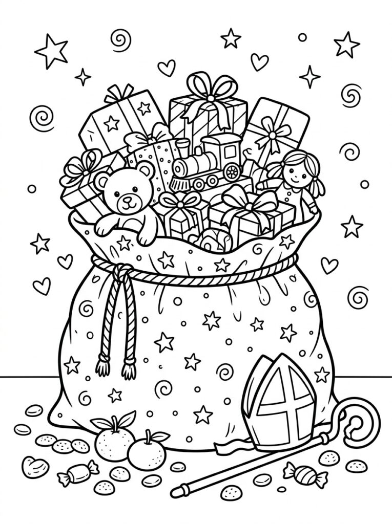 Zak Van Sinterklaas Kleurplaten (Gratis PDF Printables) 15 - gratis kleurplaat om te printen