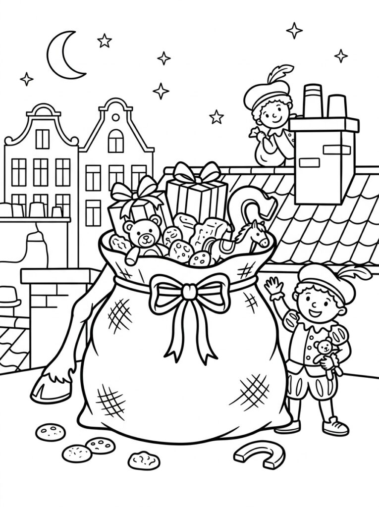 Zak Van Sinterklaas Kleurplaten (Gratis PDF Printables) 16 - gratis kleurplaat om te printen