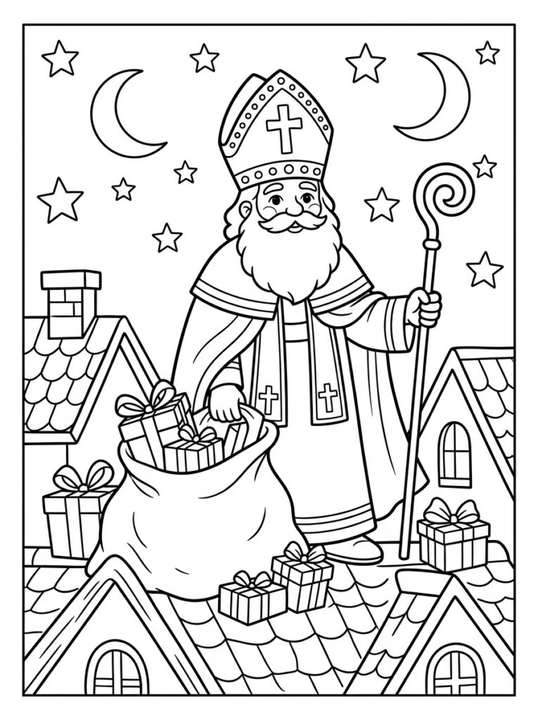 Zak Van Sinterklaas Kleurplaten (Gratis PDF Printables) 17 - gratis kleurplaat om te printen