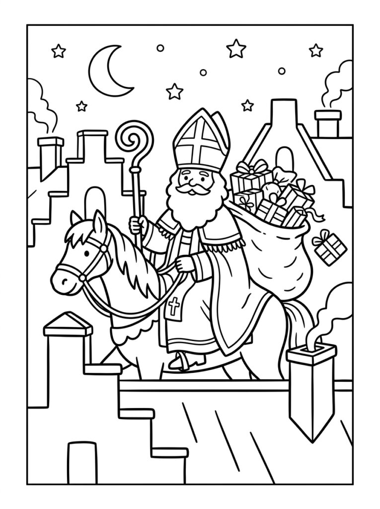 Zak Van Sinterklaas Kleurplaten (Gratis PDF Printables) 19 - gratis kleurplaat om te printen