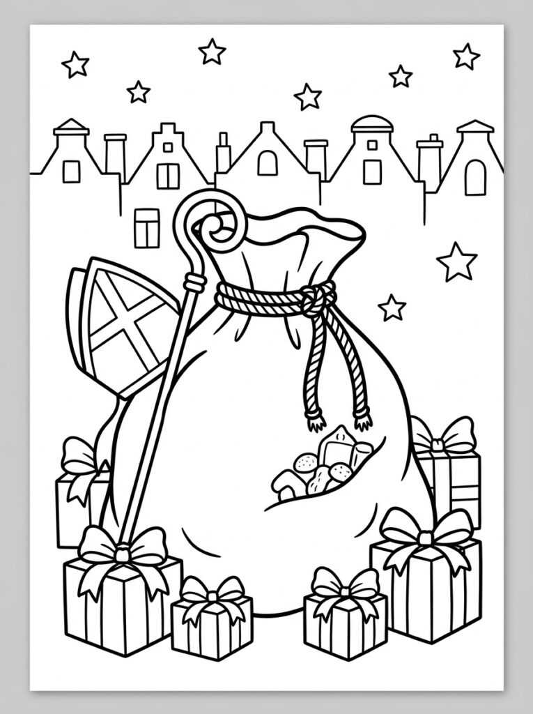 Zak Van Sinterklaas Kleurplaten (Gratis PDF Printables) 20 - gratis kleurplaat om te printen