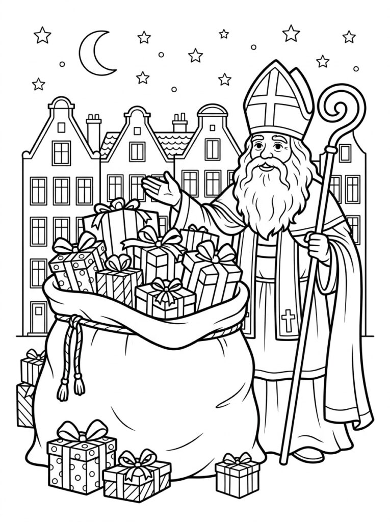 Zak Van Sinterklaas Kleurplaten (Gratis PDF Printables) 21 - gratis kleurplaat om te printen