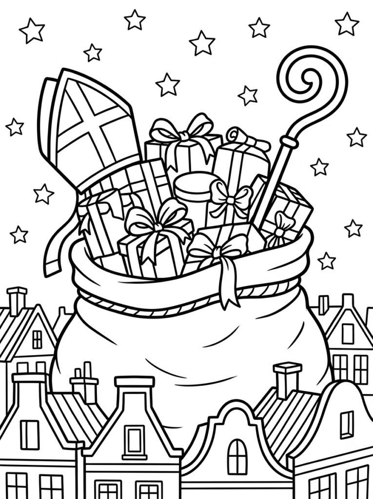 Zak Van Sinterklaas Kleurplaten (Gratis PDF Printables) 22 - gratis kleurplaat om te printen