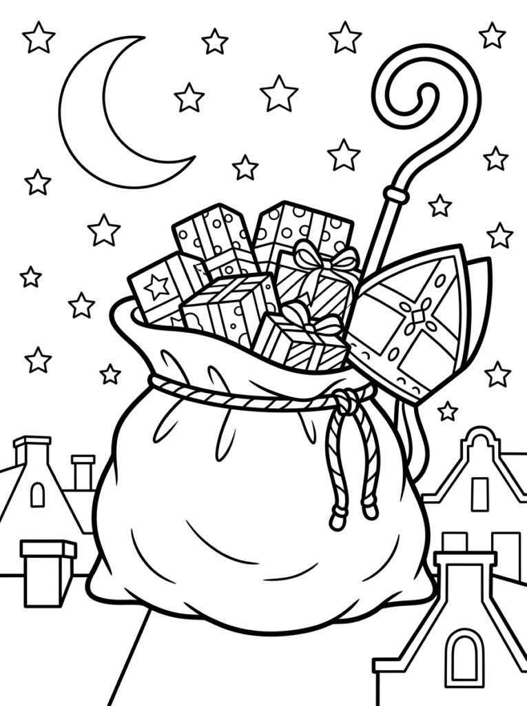 Zak Van Sinterklaas Kleurplaten (Gratis PDF Printables) 23 - gratis kleurplaat om te printen